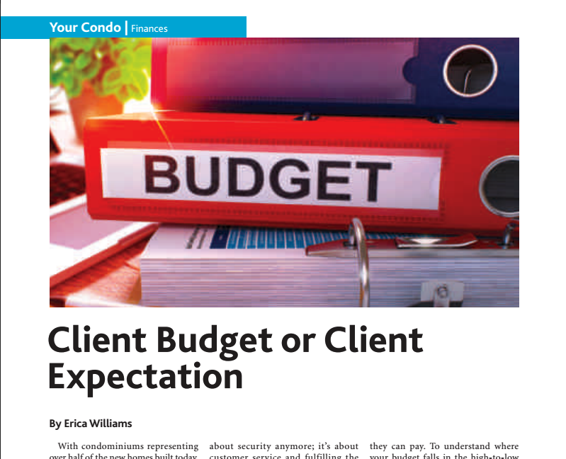 Article in CM Magazine – Client Budget or Client Expectations